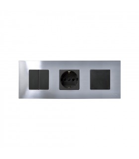 Funda intercambiable para marco 3 elementos Inox Simon 27