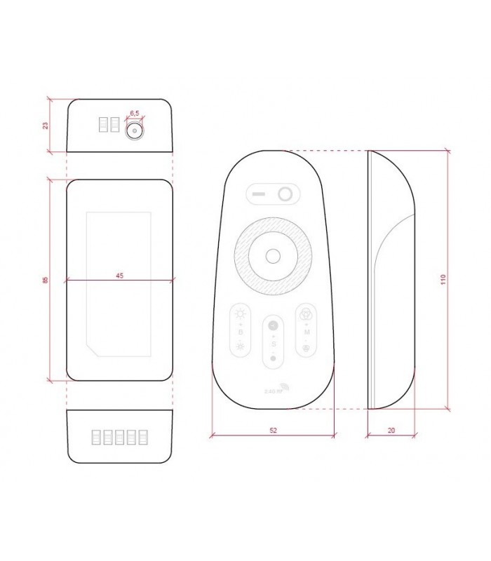 Controladora RGBW 12V-24V 288-576W IP25 Tactil