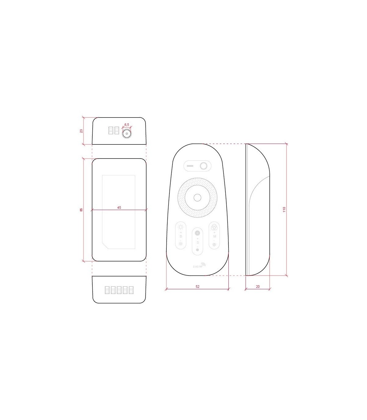 Controladora RGBW 12V-24V 288-576W IP25 Tactil