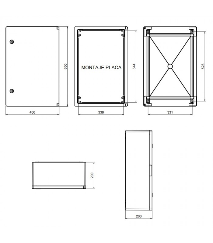 Caja Superficie Serie GAVIA ABS Puerta Opaca 60x40x20cm IP65