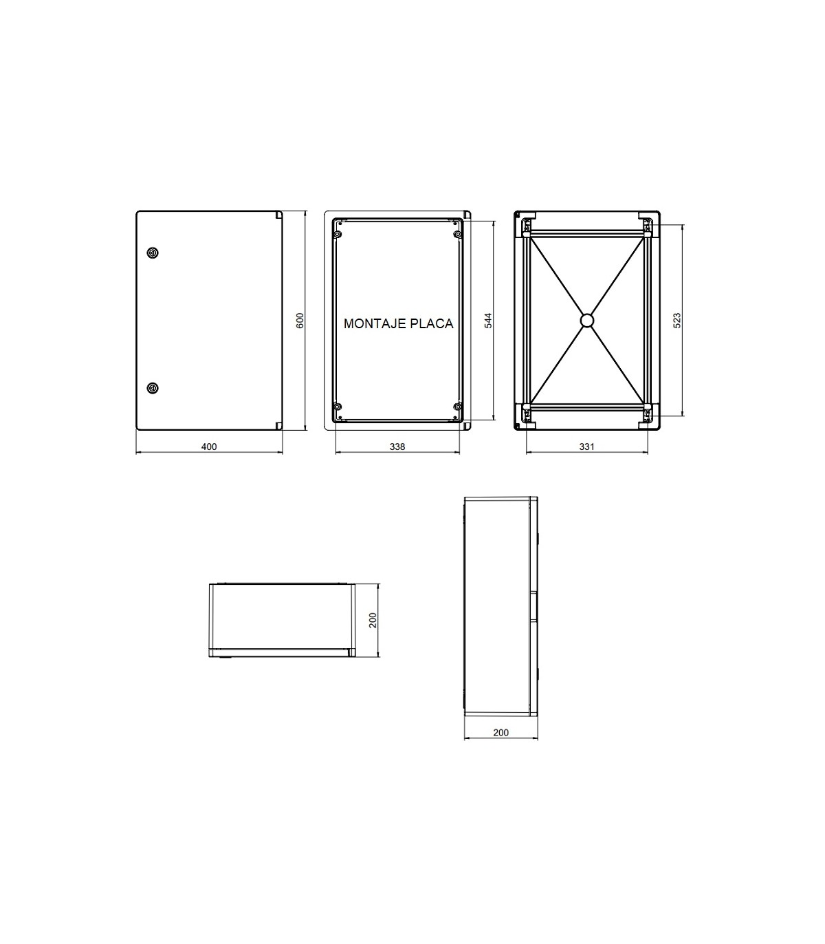 Caja Superficie Serie GAVIA ABS Puerta Opaca 60x40x20cm IP65