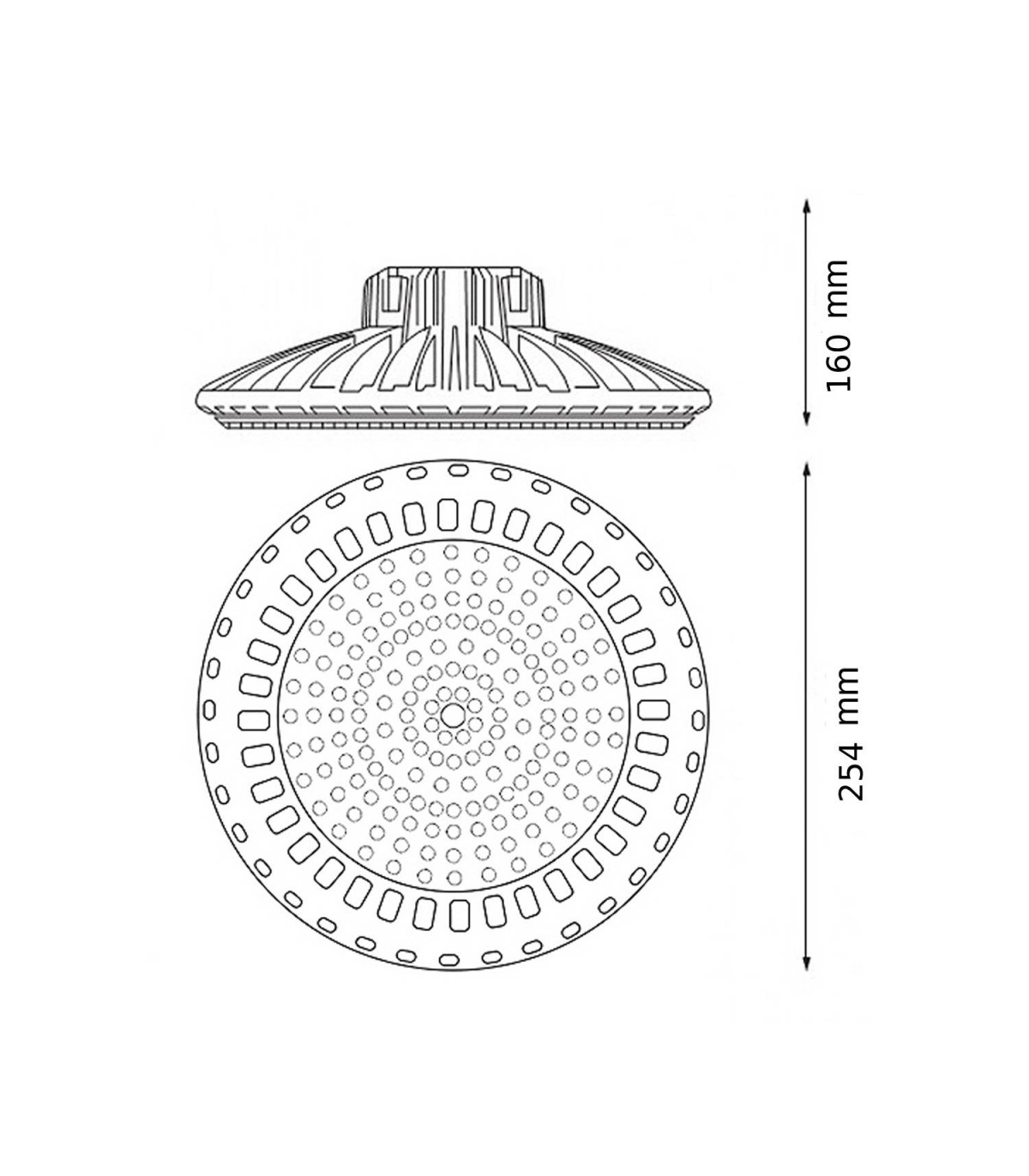 Campana UFO Serie SKY 150W 21000Lm 0-10V IP65