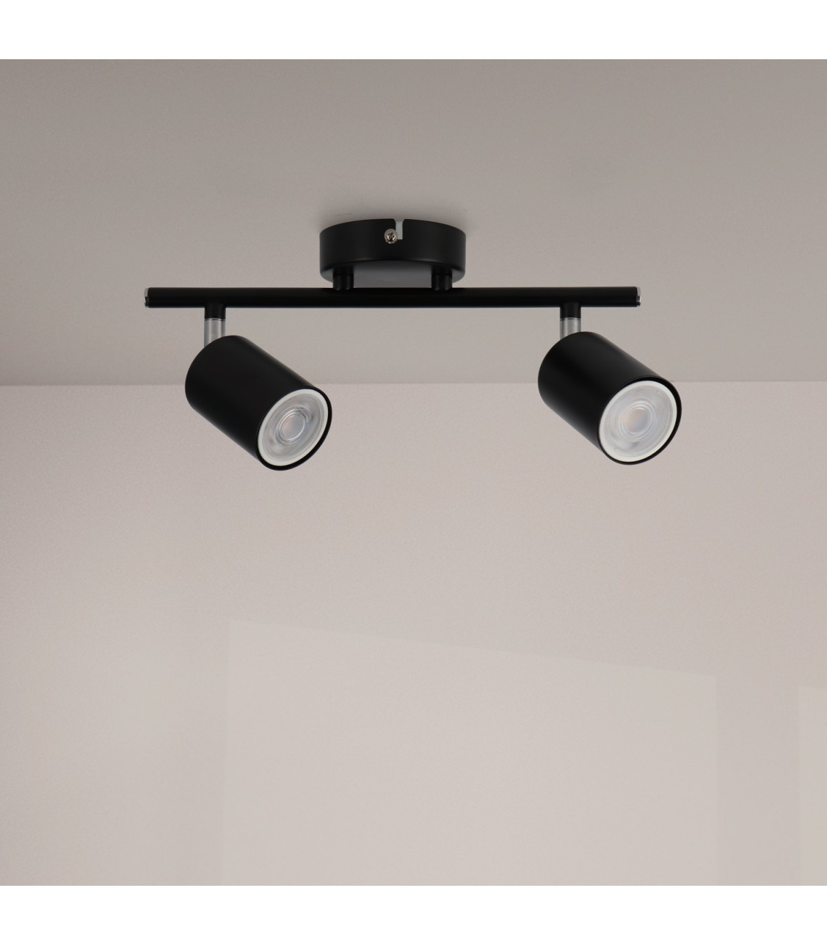 Aplique de Techo Gu10 Orientable Serie BLACK 2 Focos