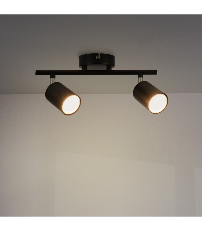 Aplique de Techo Gu10 Orientable Serie BLACK 2 Focos