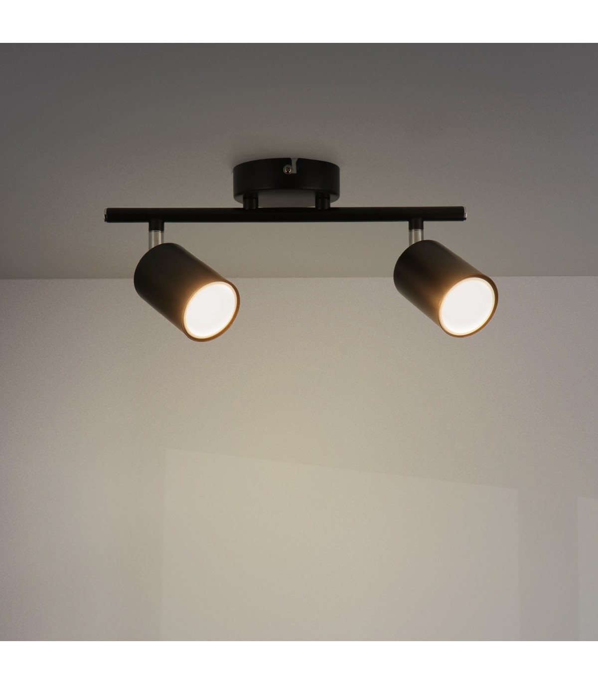 Aplique de Techo Gu10 Orientable Serie BLACK 2 Focos
