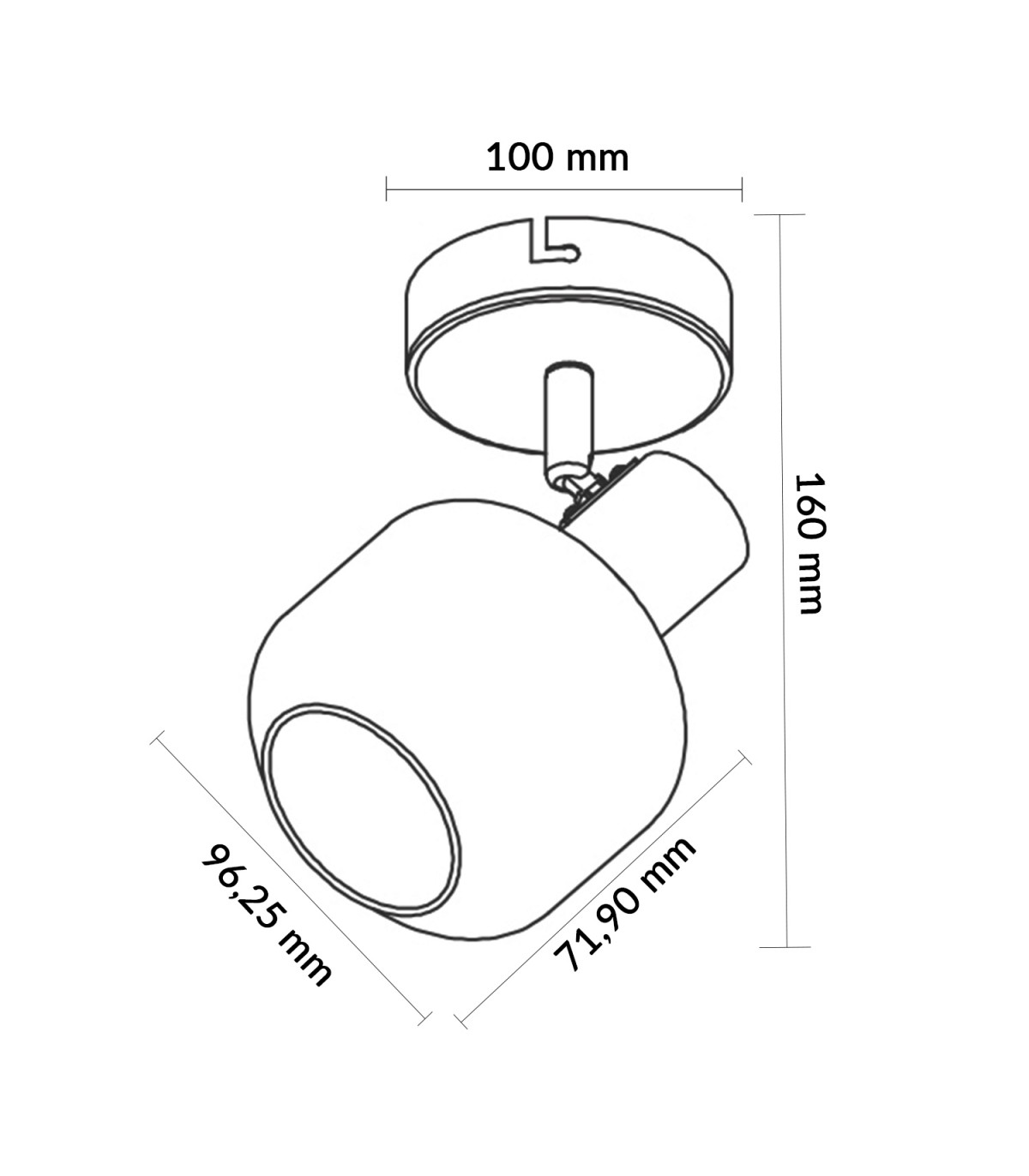 Aplique de Techo E14 Orientable Serie GLASS 1 Foco