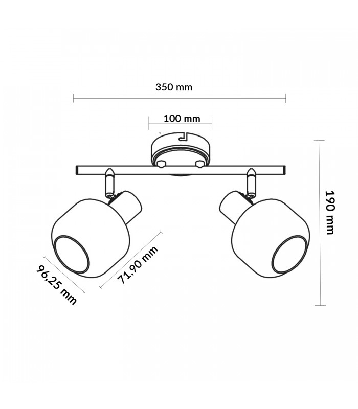 Aplique de Techo E14 Orientable Serie GLASS 2 Focos