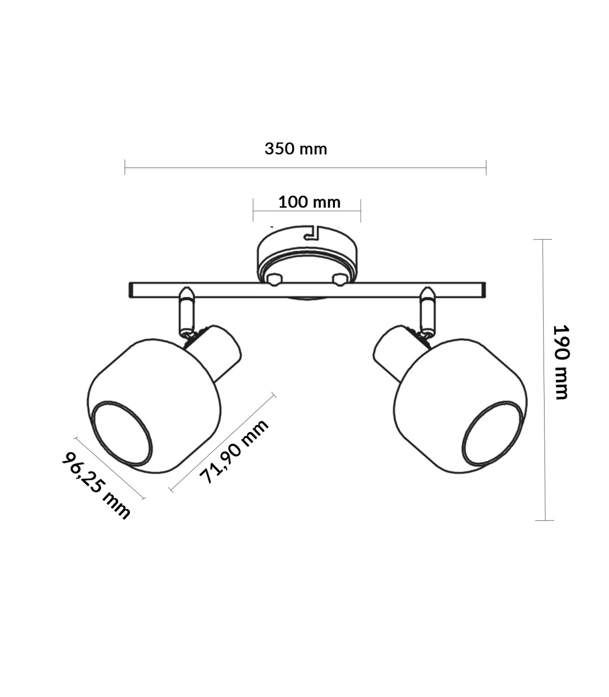 Aplique de Techo E14 Orientable Serie GLASS 2 Focos