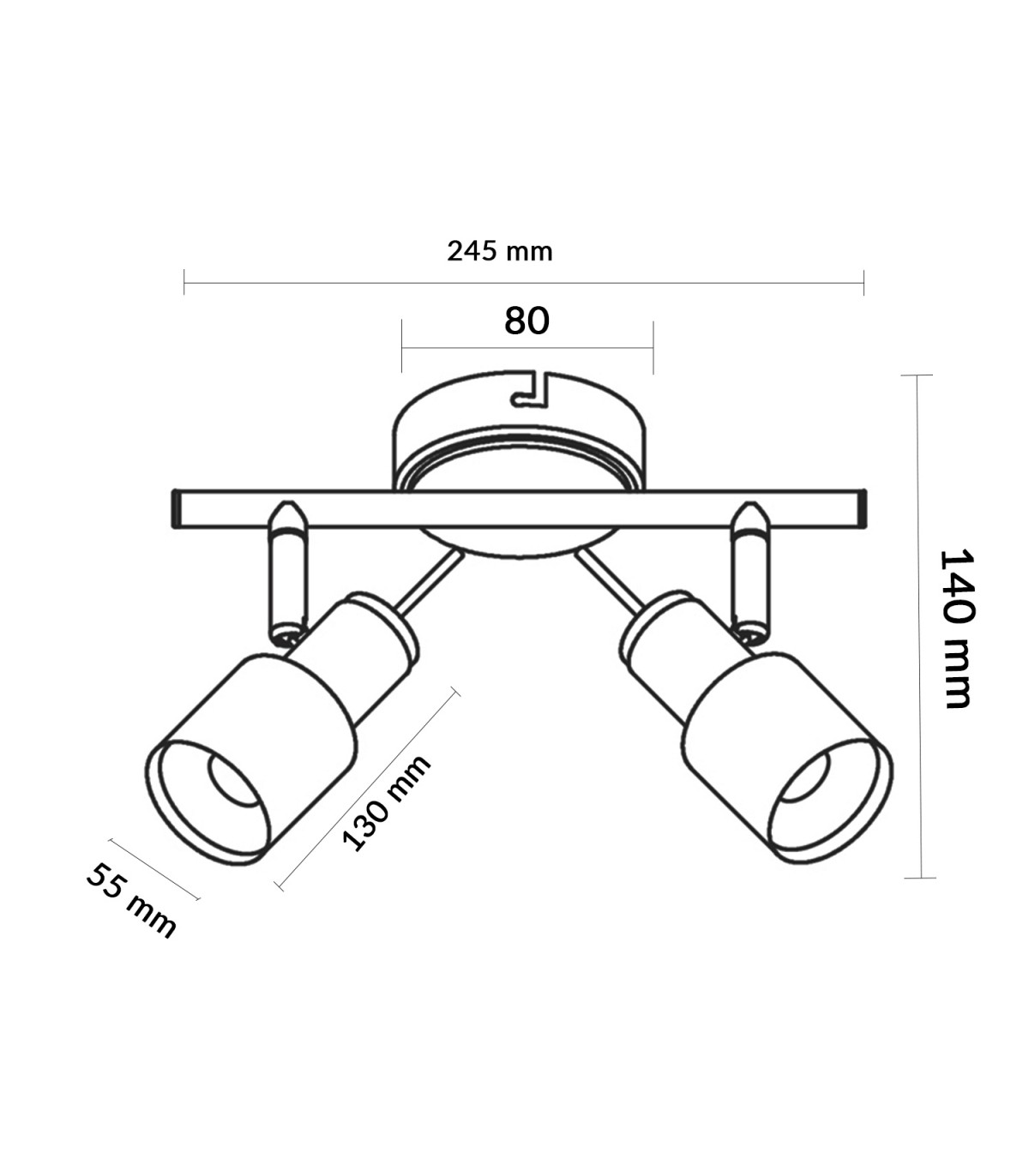 Aplique de Techo Gu10 Orientable Serie WHITE 2 Focos