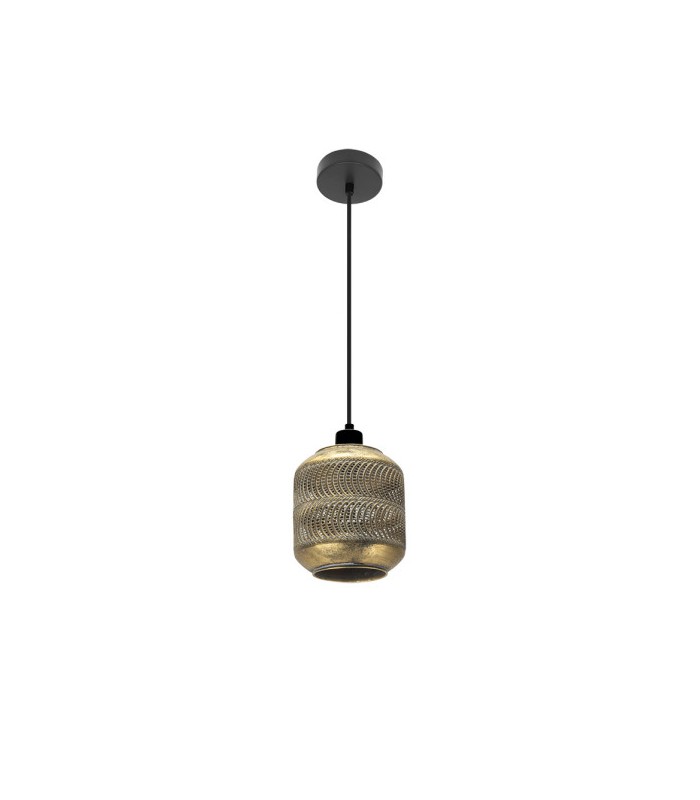 Lámpara Colgante VIZELA Pequeño 1xE27 Negro/Oro Envejecido