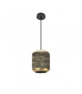 Lámpara Colgante VIZELA Grande 1xE27 Negro/Oro Envejecido