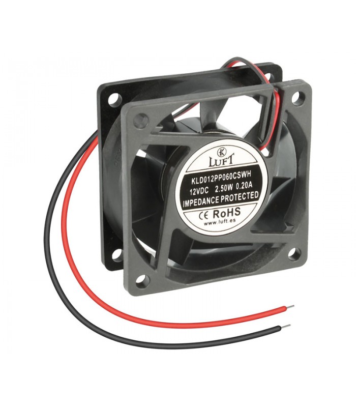 Ventilador 12Vcc 60X60X25mm Cojinete 2 Hilos