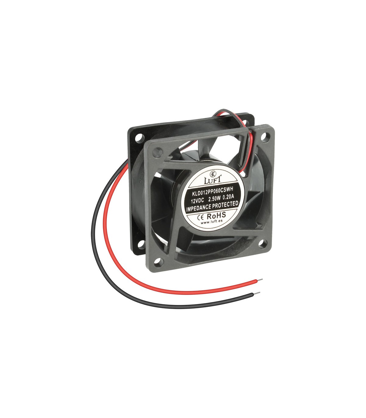 Ventilador 12Vcc 60X60X25mm Cojinete 2 Hilos