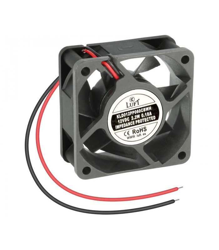 Ventilador 12Vcc 60X60X25mm Rodamiento 2 Hilos