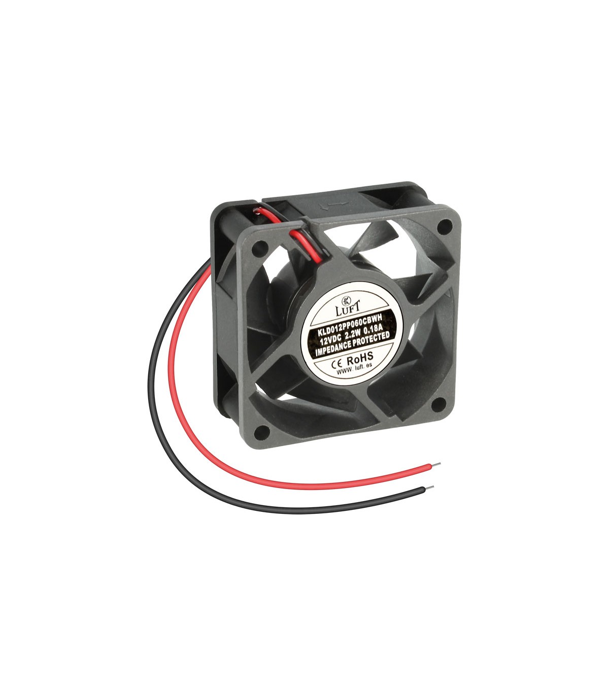 Ventilador 12Vcc 60X60X25mm Rodamiento 2 Hilos