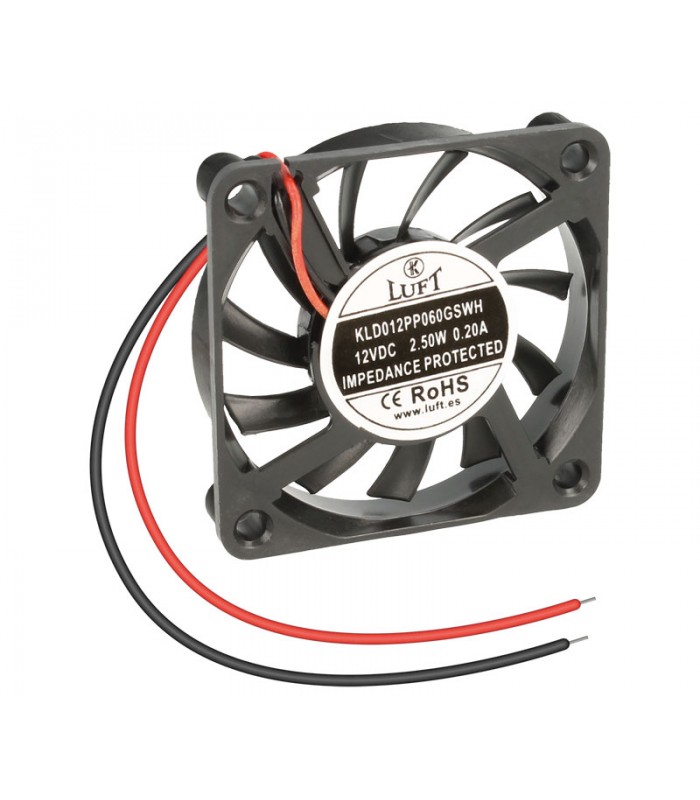 Ventilador 12Vcc 60X60X10mm Cojinete 2 Hilos