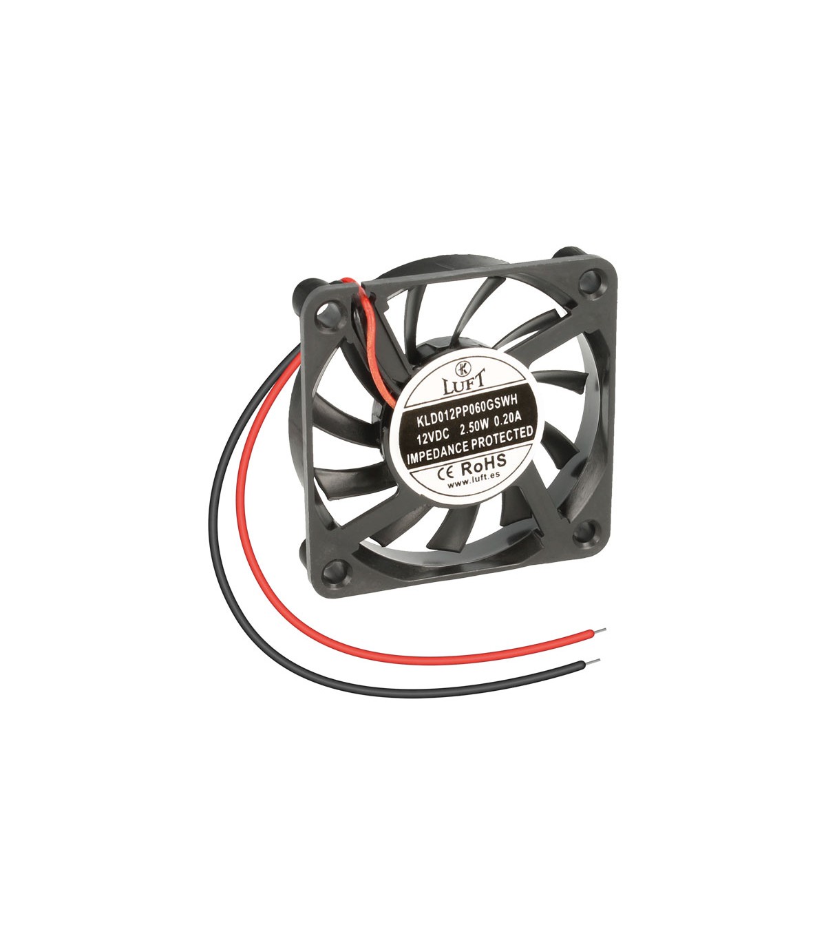 Ventilador 12Vcc 60X60X10mm Cojinete 2 Hilos