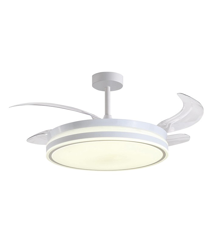 Ventilador TROYA DC 72W 6480Lm 4 Aspas Blanco CCT