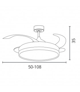 Ventilador TROYA DC 72W 6480Lm 4 Aspas Blanco CCT