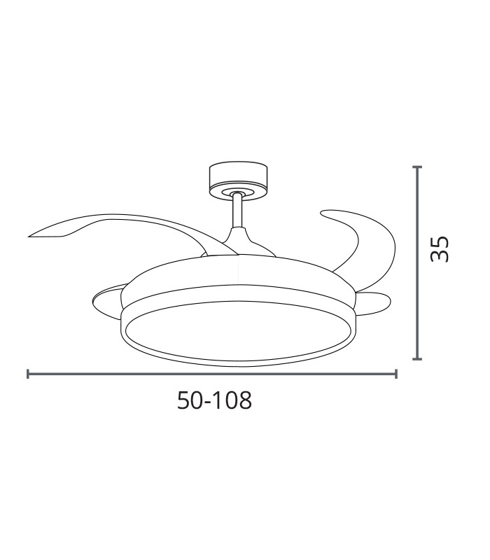 Ventilador TROYA DC 72W 6480Lm 4 Aspas Blanco CCT
