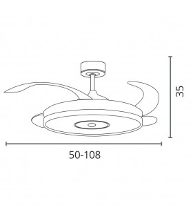Ventilador COLORS DC Bluethooth 72W 6480Lm 4 Aspas Blanco CCT