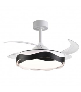 Ventilador ONDAS DC 72W 6480Lm 4 Aspas Blanco/Negro CCT