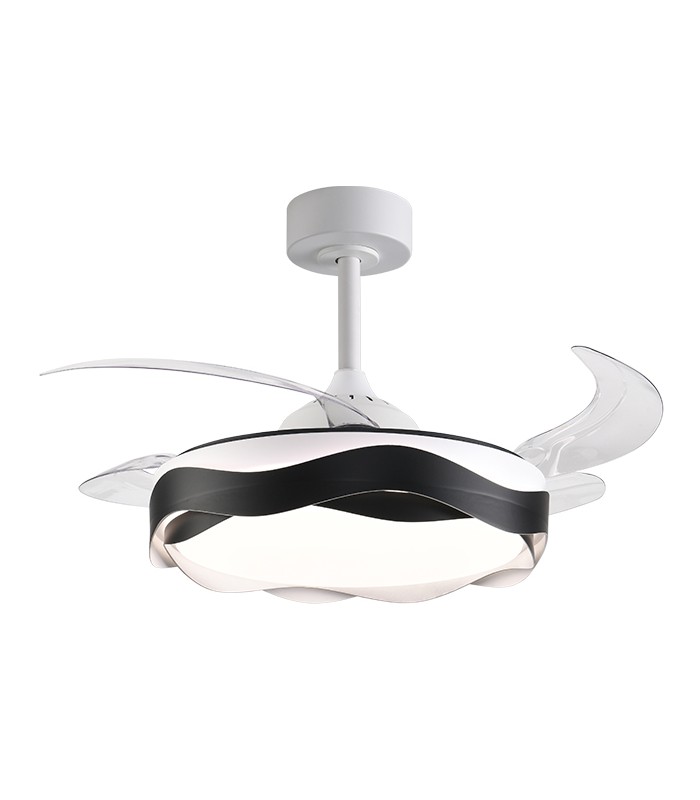 Ventilador ONDAS DC 72W 6480Lm 4 Aspas Blanco/Negro CCT