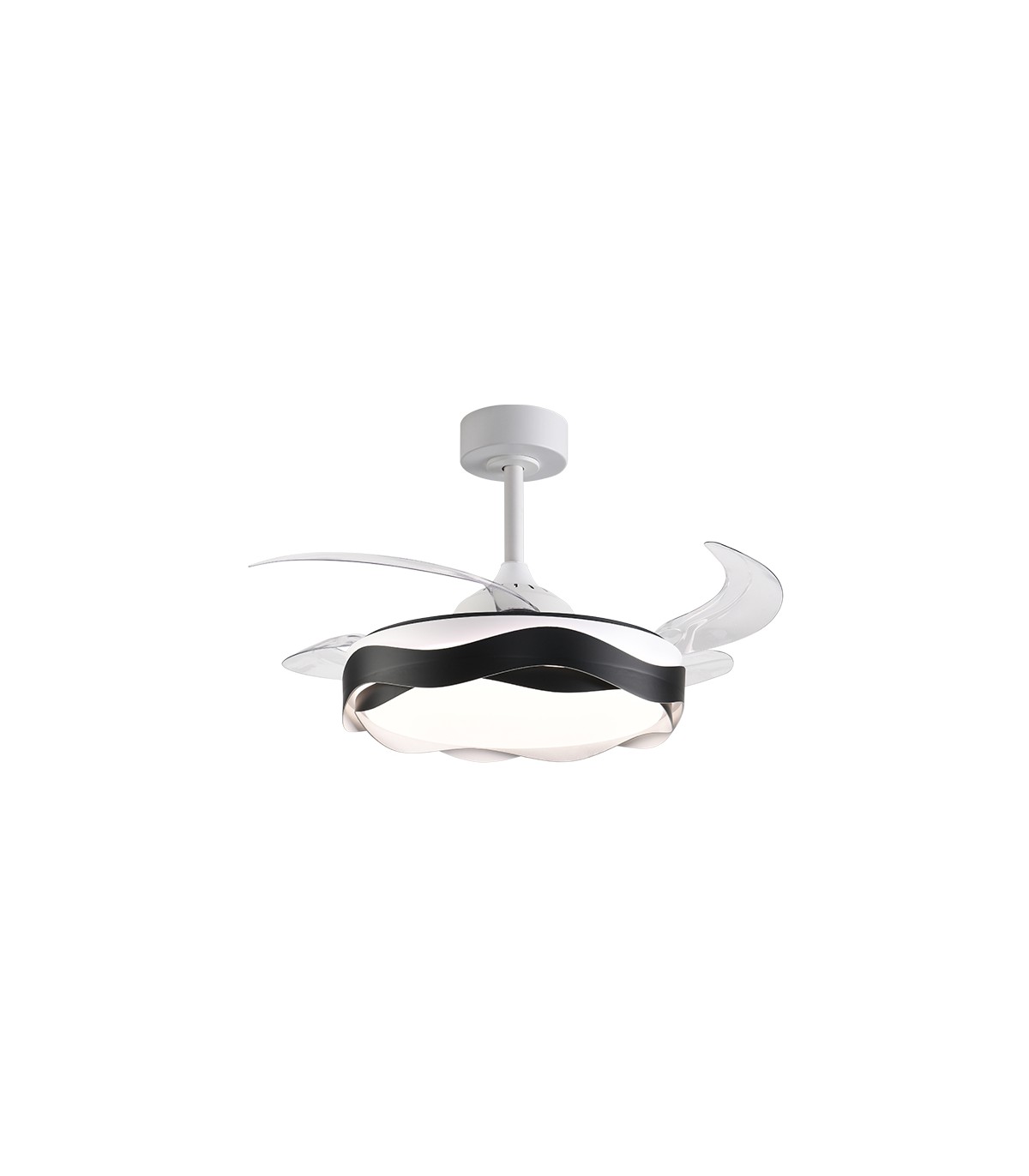 Ventilador ONDAS DC 72W 6480Lm 4 Aspas Blanco/Negro CCT