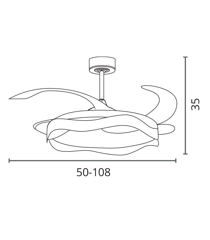 Ventilador ONDAS DC 72W 6480Lm 4 Aspas Blanco/Negro CCT