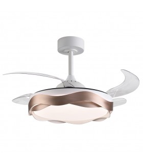 Ventilador ONDAS DC 72W 6480Lm 4 Aspas Blanco/Cobre CCT