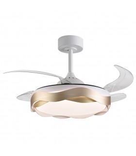 Ventilador ONDAS DC 72W 6480Lm 4 Aspas Blanco/Oro CCT