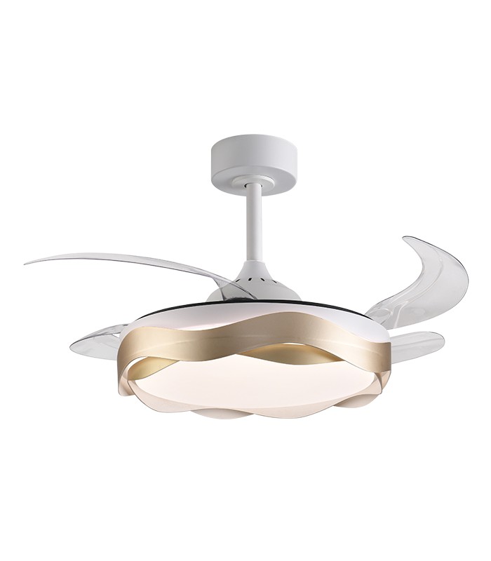 Ventilador ONDAS DC 72W 6480Lm 4 Aspas Blanco/Oro CCT