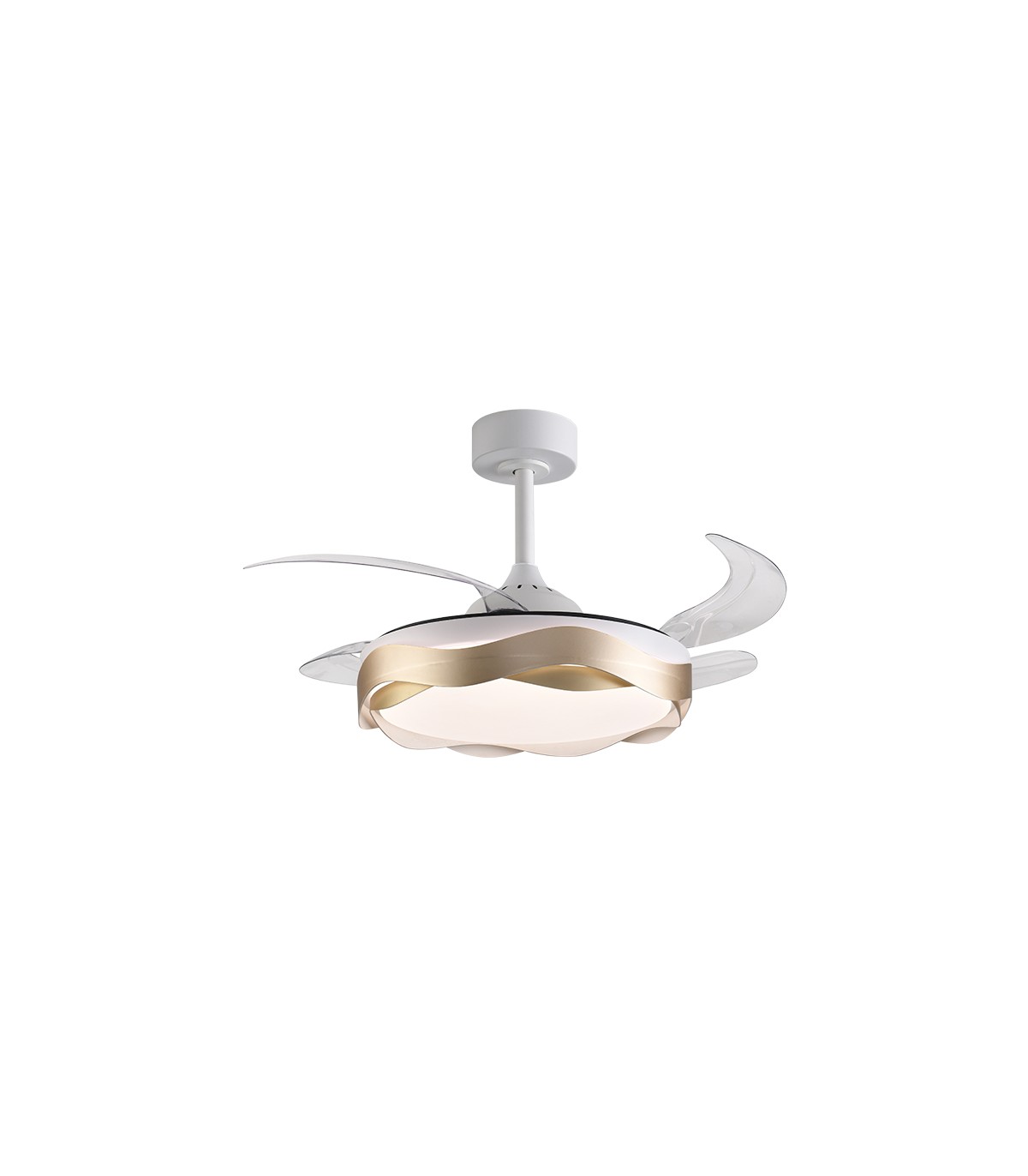 Ventilador ONDAS DC 72W 6480Lm 4 Aspas Blanco/Oro CCT