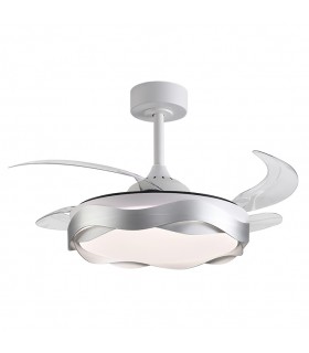 Ventilador ONDAS DC 72W 6480Lm 4 Aspas Blanco/Plata CCT