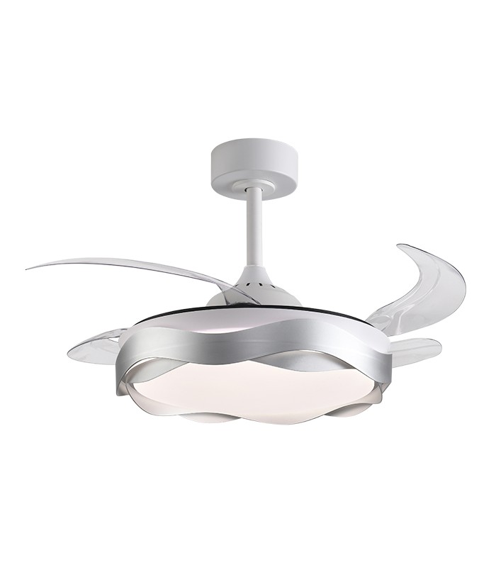 Ventilador ONDAS DC 72W 6480Lm 4 Aspas Blanco/Plata CCT