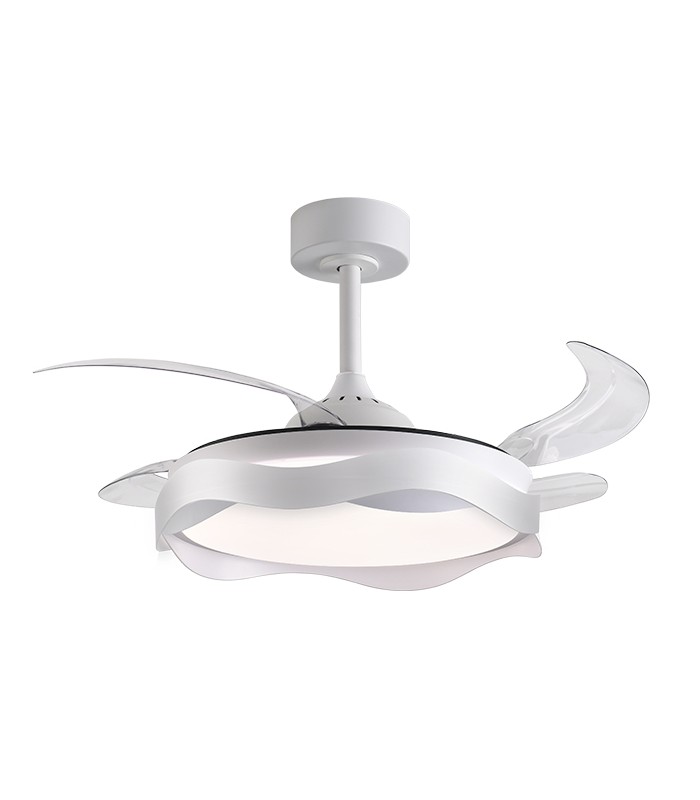 Ventilador ONDAS DC 72W 6480Lm 4 Aspas Blanco CCT