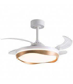 Ventilador ALMATI DC 72W 6480Lm 4 Aspas Blanco/Oro CCT