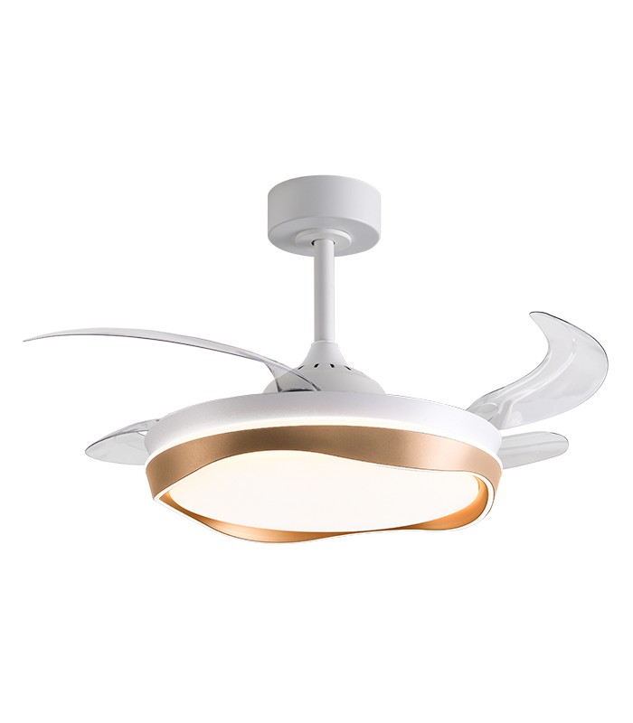 Ventilador ALMATI DC 72W 6480Lm 4 Aspas Blanco/Oro CCT