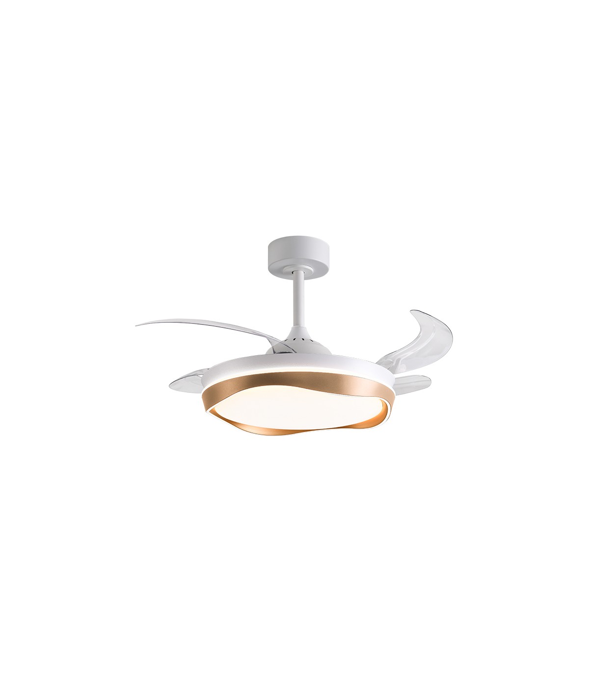 Ventilador ALMATI DC 72W 6480Lm 4 Aspas Blanco/Oro CCT