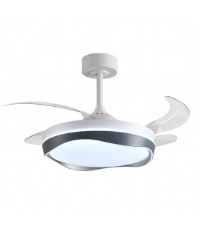Ventilador ALMATI DC 72W 6480Lm 4 Aspas Blanco/Plata CCT