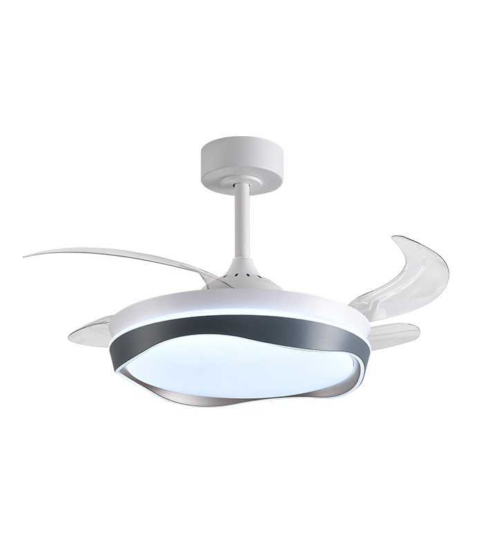 Ventilador ALMATI DC 72W 6480Lm 4 Aspas Blanco/Plata CCT