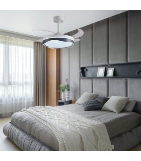 Ventilador ALMATI DC 72W 6480Lm 4 Aspas Blanco/Plata CCT