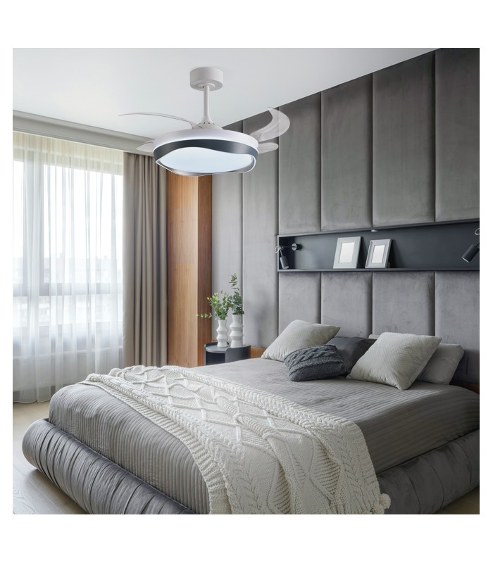 Ventilador ALMATI DC 72W 6480Lm 4 Aspas Blanco/Plata CCT