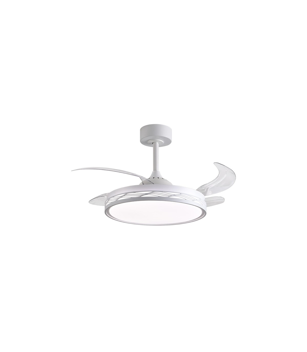 Ventilador RIGA DC 72W 6480Lm 4 Aspas Blanco/Plata CCT
