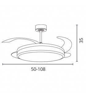 Ventilador RIGA DC 72W 6480Lm 4 Aspas Blanco CCT