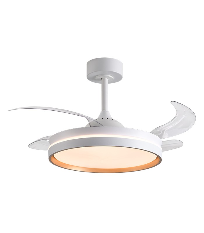 Ventilador AKRAN DC 72W 6480Lm 4 Aspas Blanco/Oro CCT