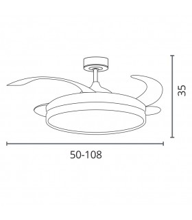 Ventilador AKRAN DC 72W 6480Lm 4 Aspas Blanco CCT