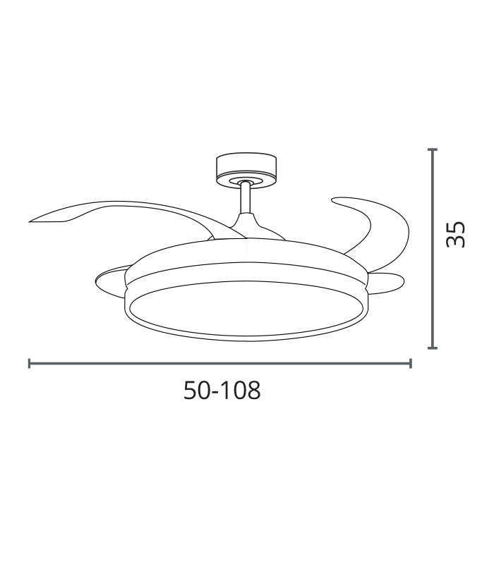 Ventilador AKRAN DC 72W 6480Lm 4 Aspas Blanco CCT
