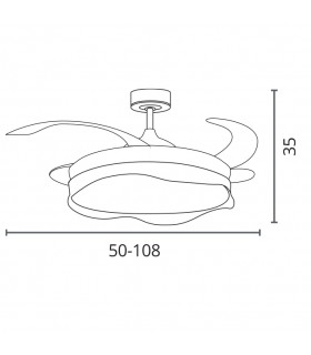 Ventilador OLAS DC 72W 6480Lm 4 Aspas Blanco/Negro CCT