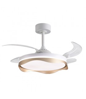 Ventilador OLAS DC 72W 6480Lm 4 Aspas Blanco/Oro CCT